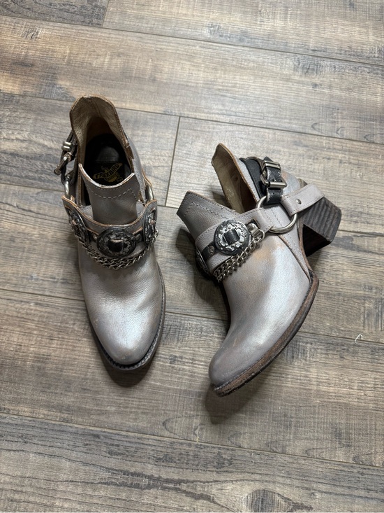 freebird Shoes - Freebirds Mystic Metallic Silver Western-Inspired Ankle Booties Buckle Size 6